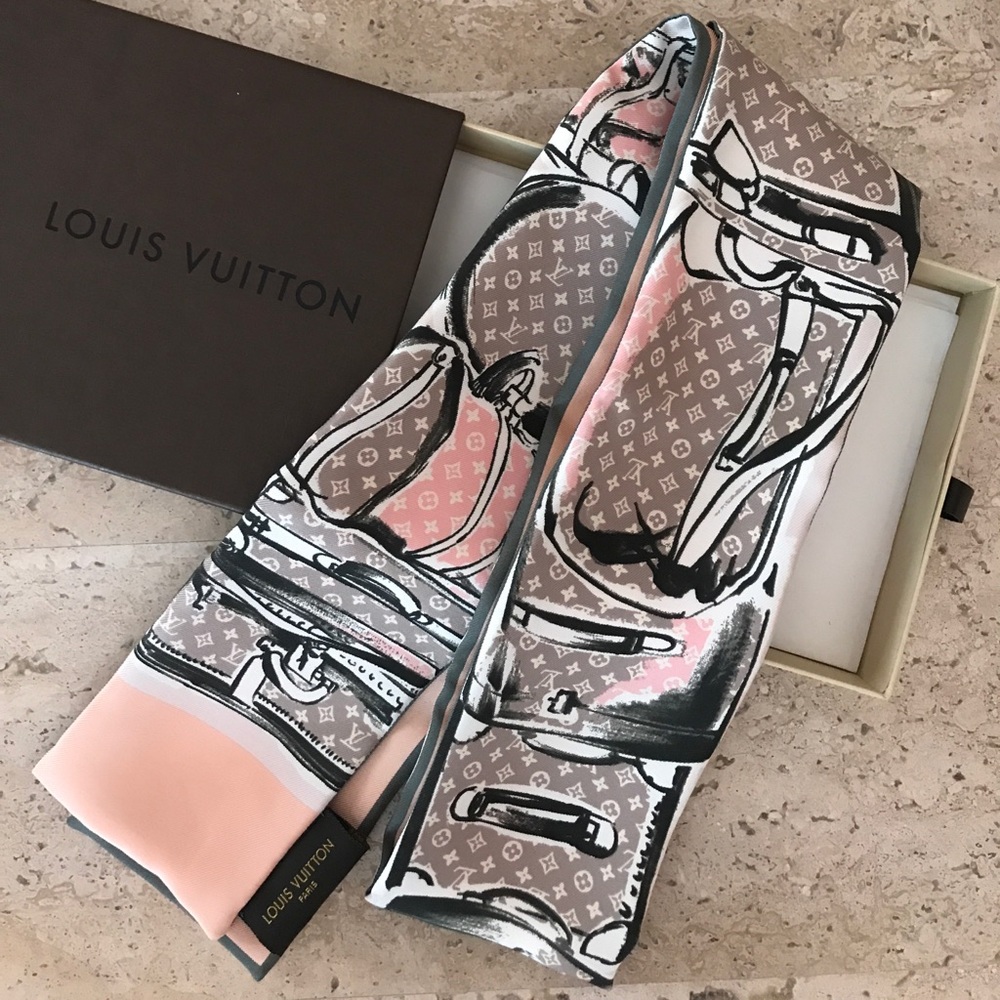 NEW LV Louis Vuitton BandEAU Twilly scarf Pink